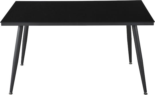 Loki Tisch Speisesaal Glas Schwarz 140x80cm