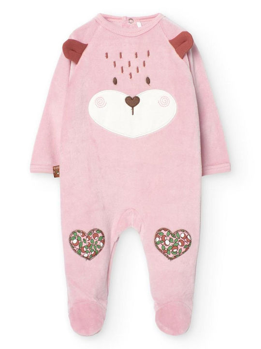 Boboli Baby Bodysuit Long-Sleeved Velvet Pink
