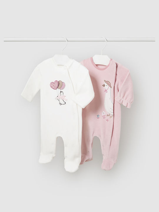 Mayoral Set Baby Strampler Samt Baby Pink 2Stück