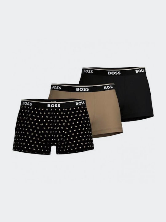 Men's Boxers Black-Dark Beige with Patterns 3Pack