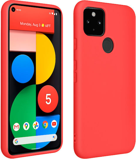 Back Cover Google Pixel 5 Semi-rigid Soft Touch Compatible Qi Red