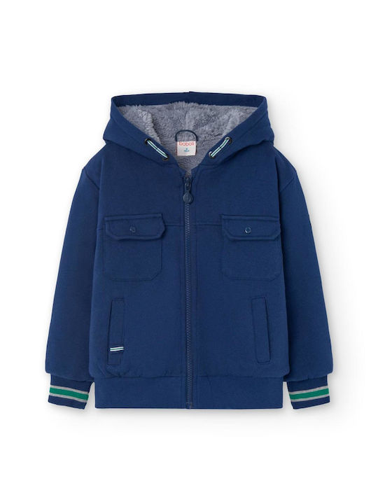 Boboli Kids Sweatshirt Cardigan with Hood Navy