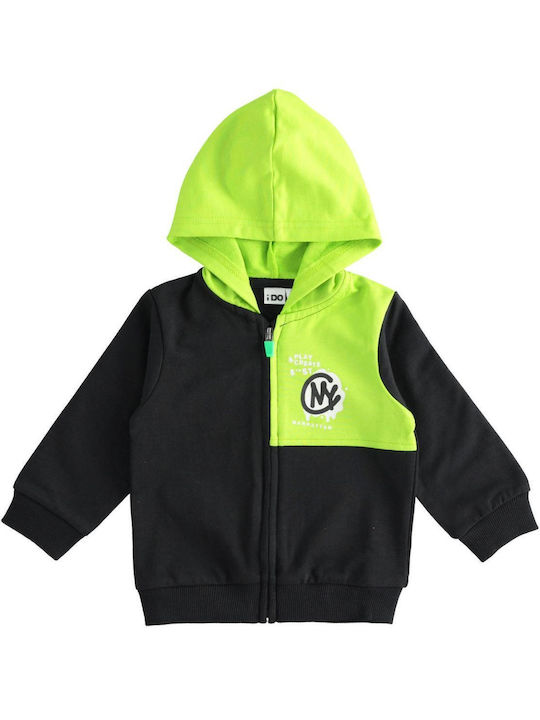 iDO Kids Sweatshirt Cardigan Cotton with Hood Black