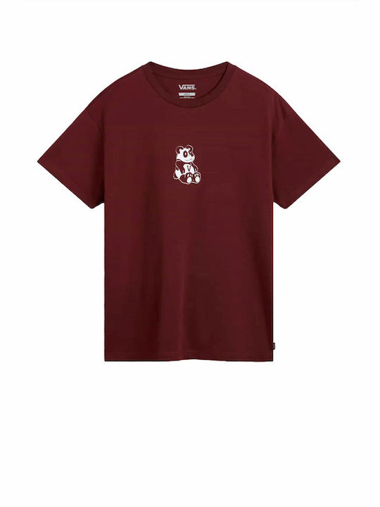 Vans Damen Oversized T-shirt mit V-Ausschnitt Burgundisch