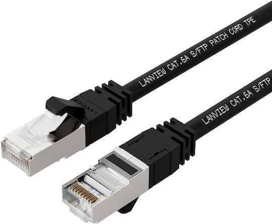 Lanview S/FTP Cat.6a Gigabit Network Cable Ethernet 1m Black