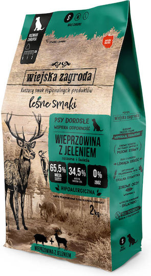 Wiejska Zagroda 2kg Trockenfutter für Hunde mit Schweinefleisch und Hirsche