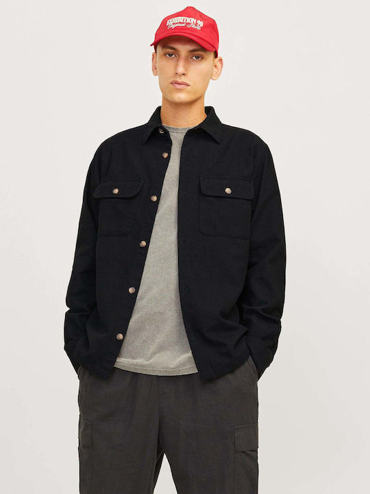 Jack & Jones Herrenhemd Overshirt Langärmelig Flanell Black