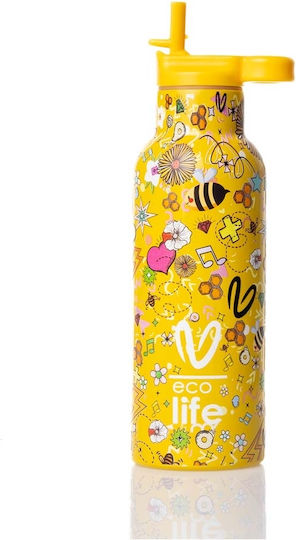 Lifegreen Sticlă Termos Oțel inoxidabil / Plastic / Sticlă Fără BPA 500ml Joy cu Pai