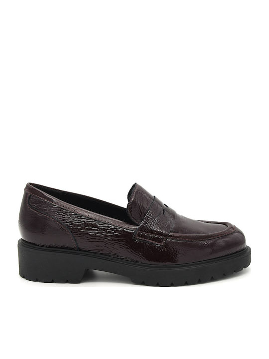 Arianna Leather Women's Loafers in Burgundy Color