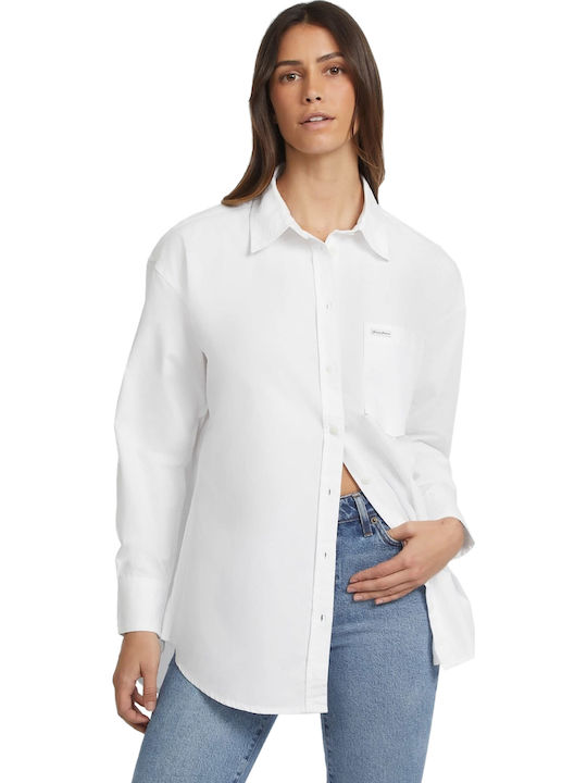 Langärmelig Damen Hemd White