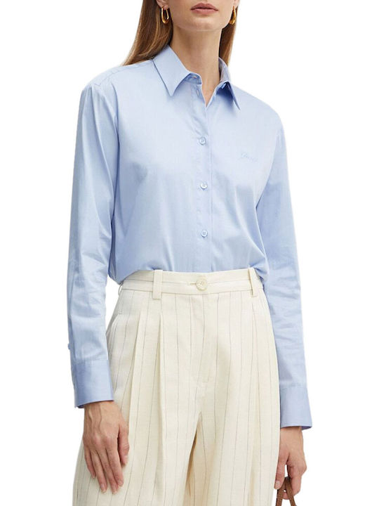 Women's Monochrome Long Sleeve Shirt Blue