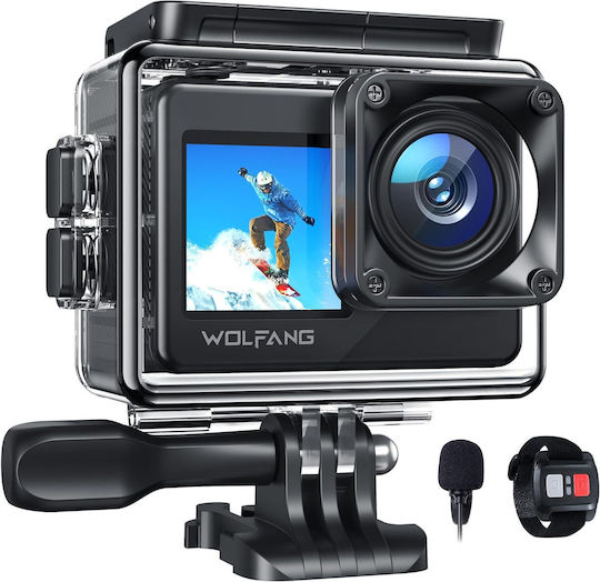 Wolfang GA120 Action Camera 4K Ultra HD Underwater with Screen and Wi-Fi Black