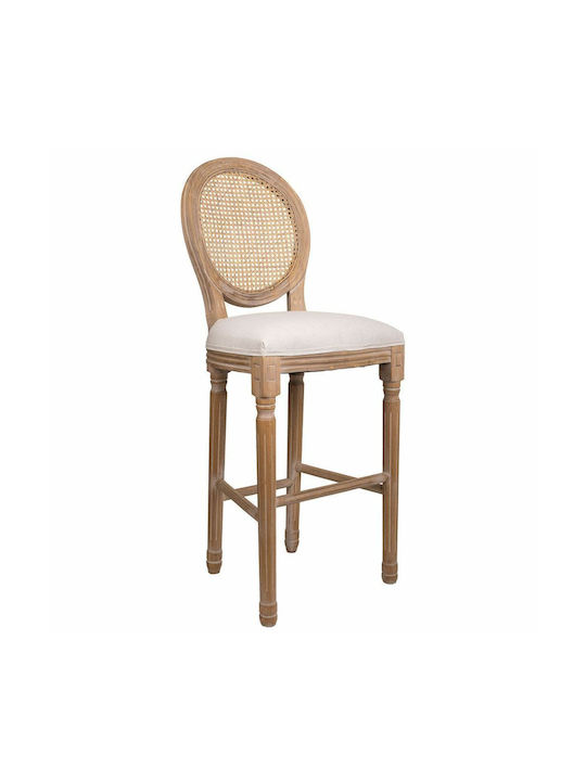 Stool Bar with Backrest Wooden Cream 42x42x121cm