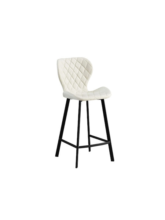 Stool Bar with Backrest Upholstered with Fabric Martin Off White 2pcs 48x46x65cm