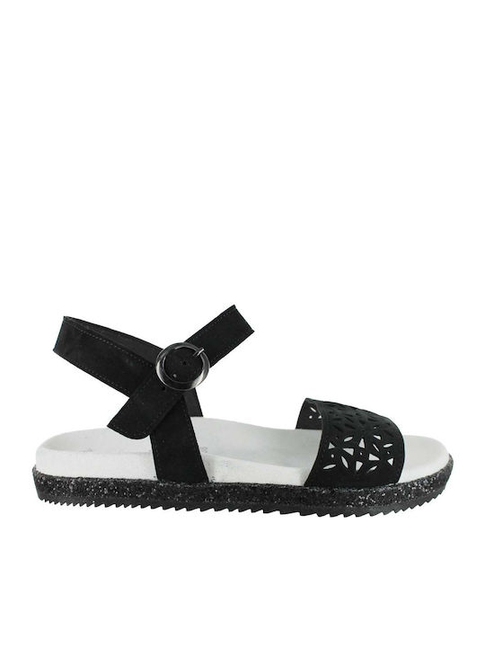 Gabor Leder Flache Sandalen für Damen in Schwar...