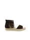 Leather Women's Flat Sandals in Brown Color