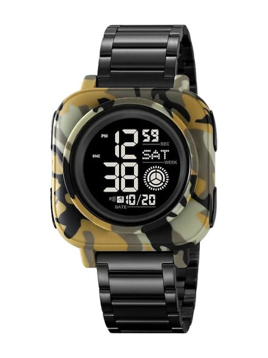 Skmei Digital Men's Watch 41.2mm Chronograph Battery with Metal Bracelet Army Green