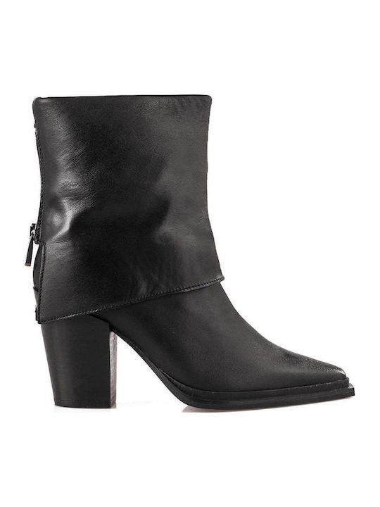 Leder Stiefeletten Damen Schwarz