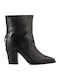 Leder Stiefeletten Damen Schwarz