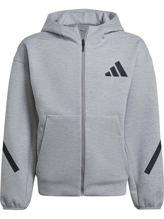 adidas Sportlich Kinder-Sweatshirtjacke mit Kapuze Gray Full