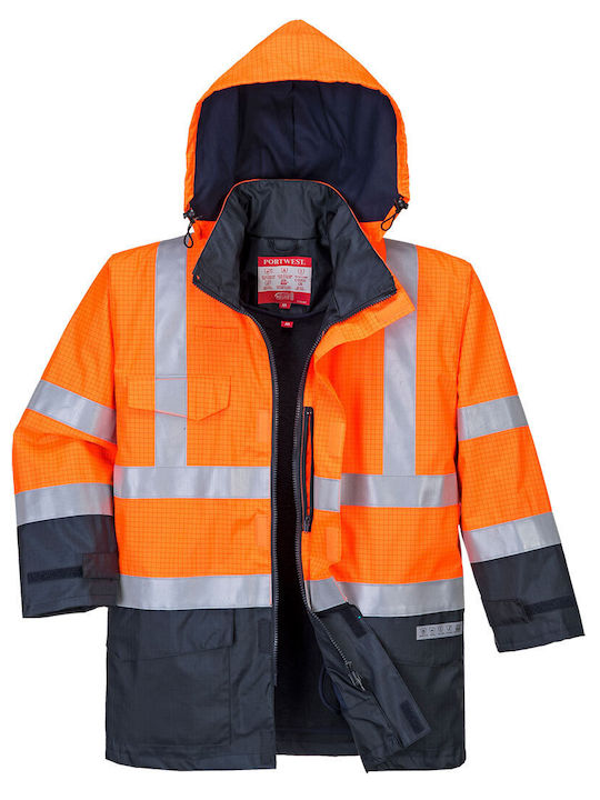Portwest Jachete De Lucru Cu Elemente Reflectorizante Cu Căptușeală Detașabilă Polar Și Cu Glugă Portocalie
