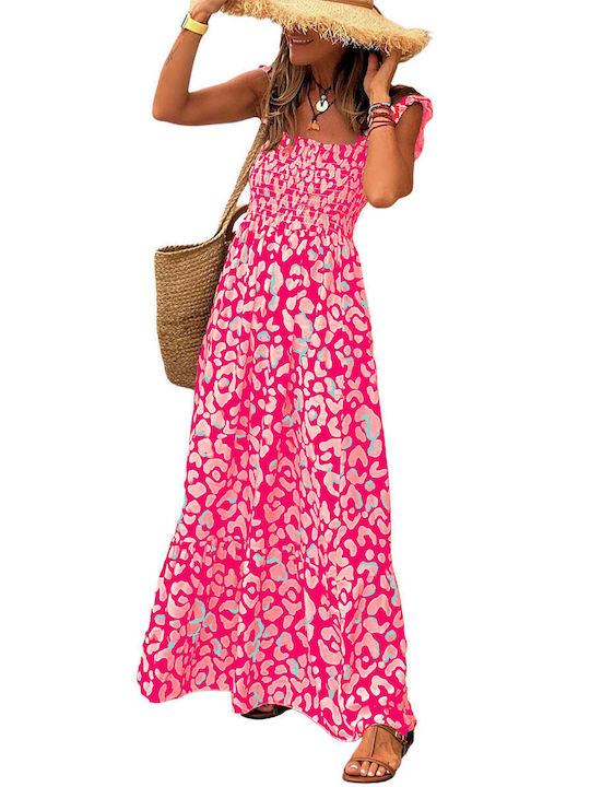 Amely Maxi Kleid mit Rüschen Pink