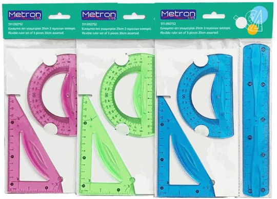 Metron Set von 3 geometrischen Instrumenten Kunststoff Transparente
