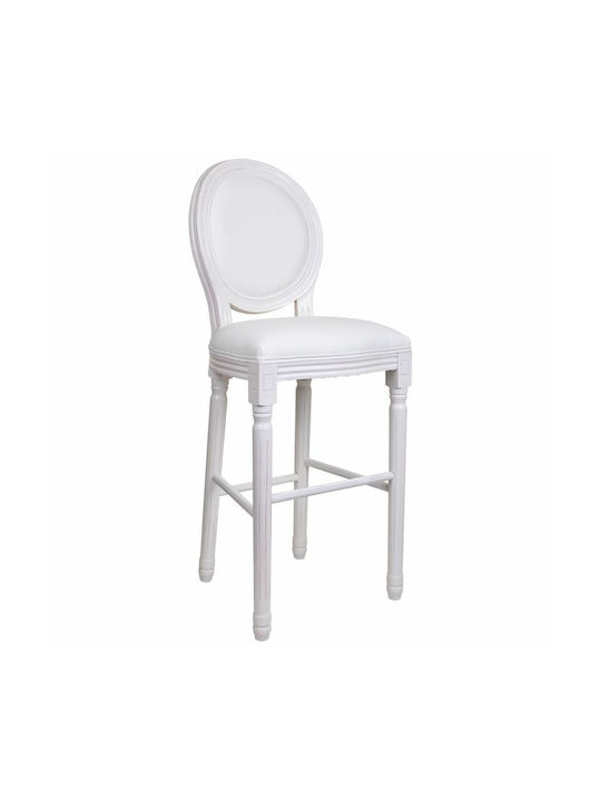 Stool Bar with Backrest White 52x46x116cm