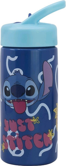 Stor Kids Water Bottle Lilo & Stitch Plastic with Straw Blue 410ml (Various Designs/Colours)