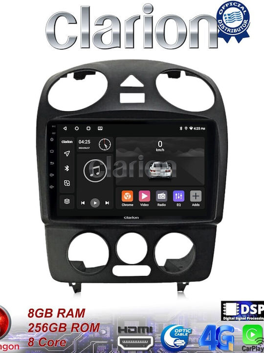 Clarion Auto-Audiosystem für Volkswagen Käfer 2003 > 2010 (Bluetooth/USB/WiFi/GPS/Apple-Carplay/Android-Auto) mit Touchscreen 9"