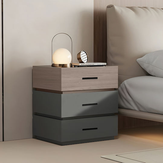 Bedside Table Sonlen Wooden Brown 60x40x66cm