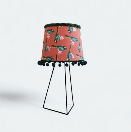 Oxygen Green Birds Table Lamp for Socket E27 with Orange Shade and Black Base