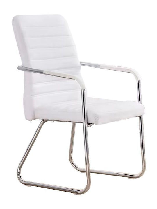 Chair Visitor Sefine with Arms in White Color 53x45x97cm 1pcs