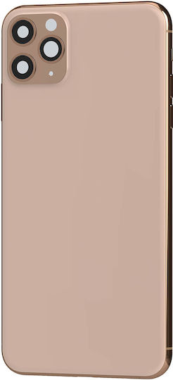 Clappio рамка + капак на батерията за iPhone 11 Pro Max заден прозорец розово злато