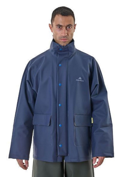 Anorak Street Long Men's Waterproof Riding Jacket Blue