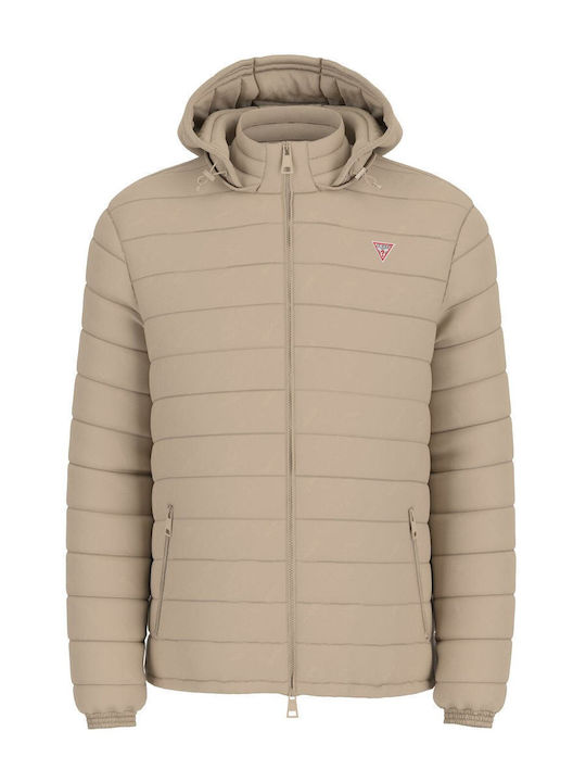 Guess Χειμωνιάτικο Μπουφάν Puffer Μπεζ