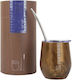 Yoko Design Glass Thermos Brown with Straw