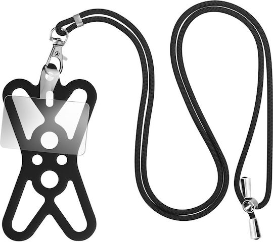 Universal Smartphone Cord Silicone Extendable Adjustable 90cm Black