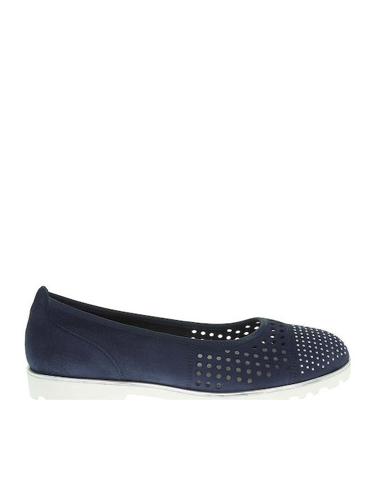 Leather Ballerinas Navy Blue