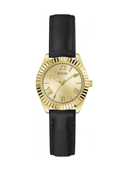 Guess Luna Women's Watch with Black Leather Strap