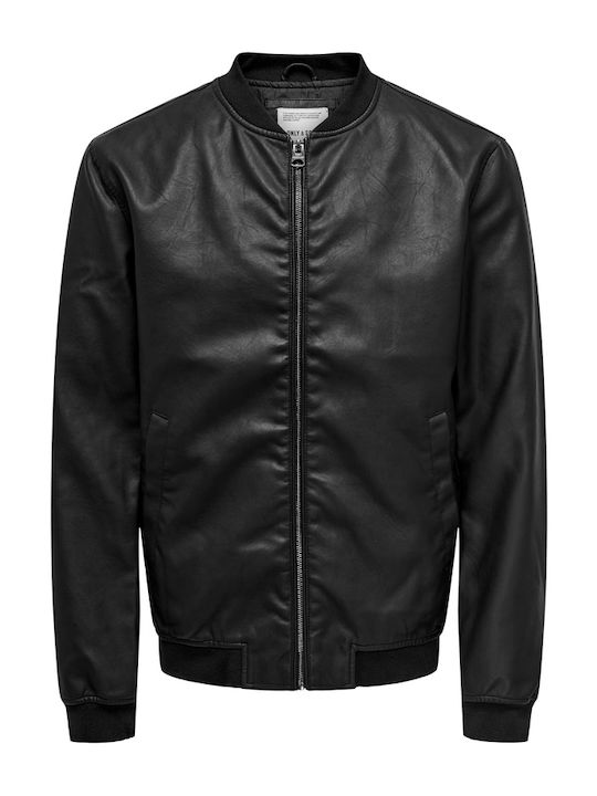 Only & Sons Herren Jacke Leder Schwarz