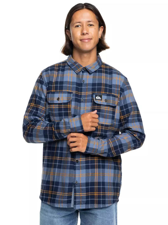Cantwell Long-sleeved Flannel Shirt Checked Blue