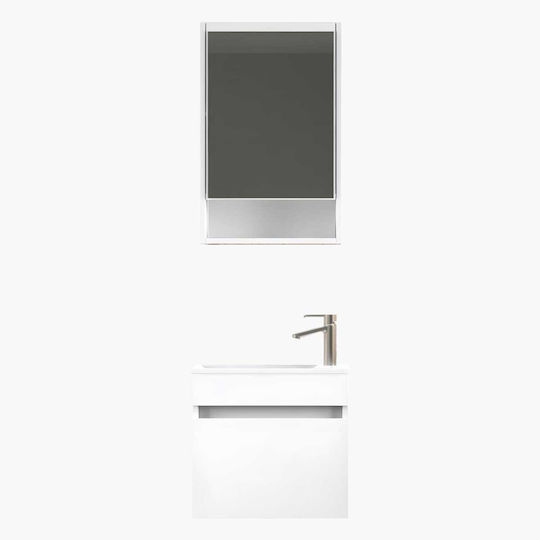 Amabile Creations Piccolo Πάγκος με Νιπτήρα & Καθρέπτη Μ50xΒ24.5xΥ9cm White Matt