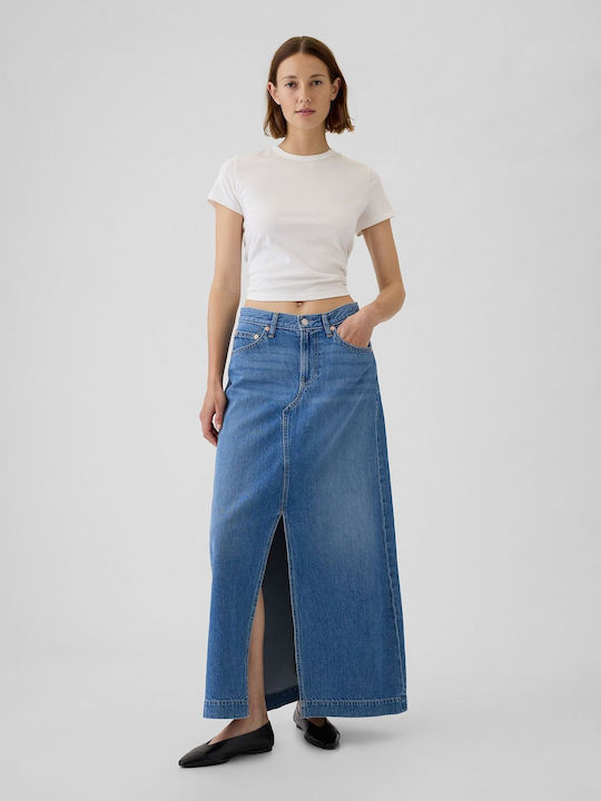 GAP Denim Maxi Skirt Light Blue Indigo