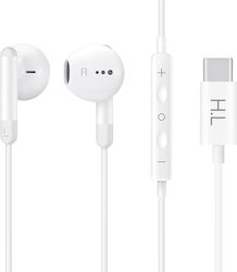 Слушалки Hands-free комплект Usb Type C за смартфон таблет дистанционно + микрофон бели Слушалки Hands-free комплект Usb Type C за смартфон таблет дистанционно + микрофон бели