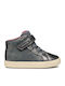 Leather Kids Boots with Velcro Gray