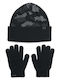 Kids Beanie Set with Gloves Knitted Black