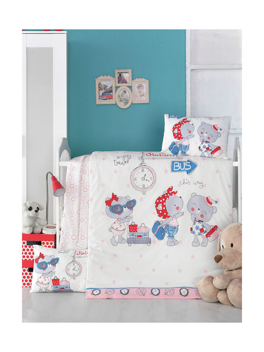 Rythmos Baby Bettbezug Set mit Kissenbezug Pink 100x150cm.
