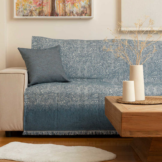 Borea Babylon Armchair Throw Chenille 180x180cm Petrol Blue