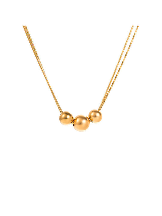 Rock Club Necklace Triple Gold Plated